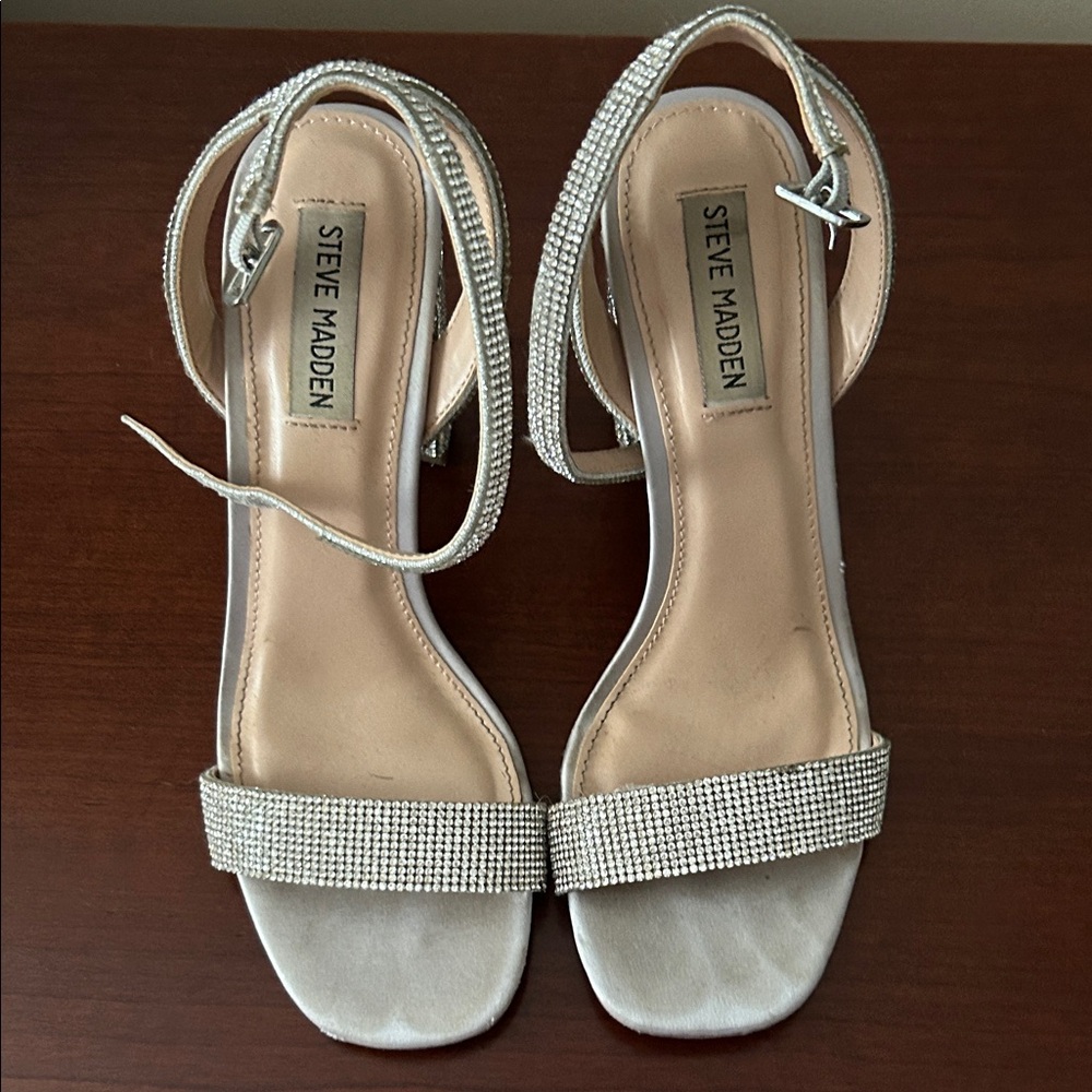 Steve Madden Sparkling Silver Strappy Heels